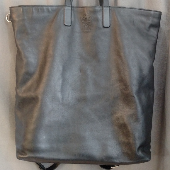 Gucci Black Leather G-Active Mens Tote/Backpack